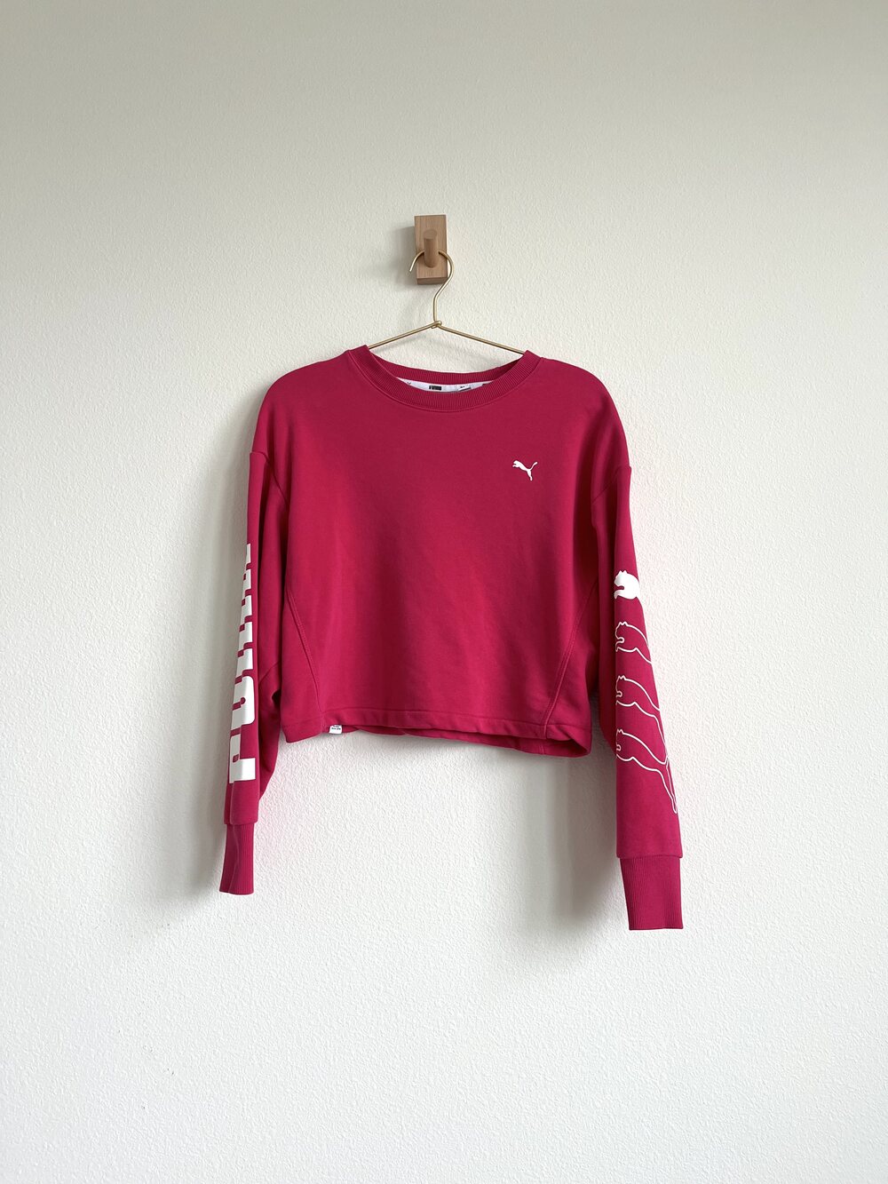 Puma Magenta Barbiecore Clean Girl Cropped Crewneck Sweatshirt - Size S